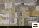 Tela de Loneta Estampado Pintura Abstracta Irregular color Beige