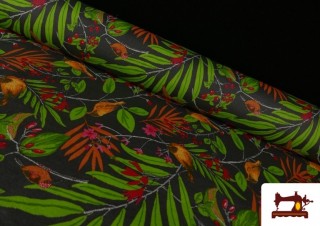 Comprar online Tela de Loneta Tropical Pájaros 280 cm color Negro