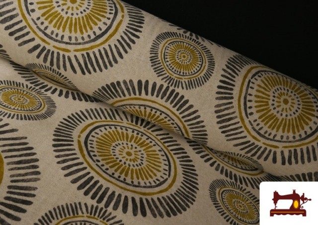 Tela de Loneta Estampado Círculos Étnicos