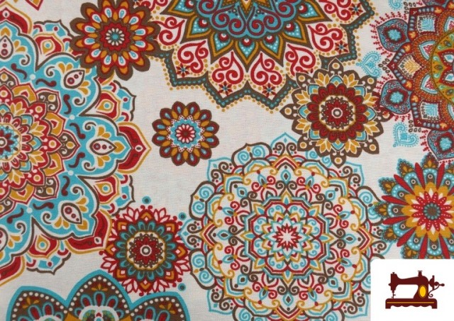 Venta de Tela de Loneta Estampado Mandalas de Colores