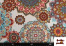 Comprar online Tela de Loneta Estampado Mandalas de Colores
