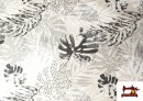 Tela de Loneta Estampado Hojas Tropical B/N