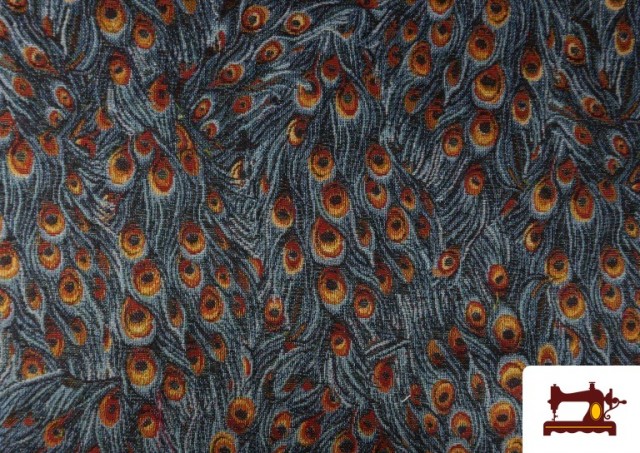 Tela de Gobelino Tejido Estampado Plumas Pavo Real