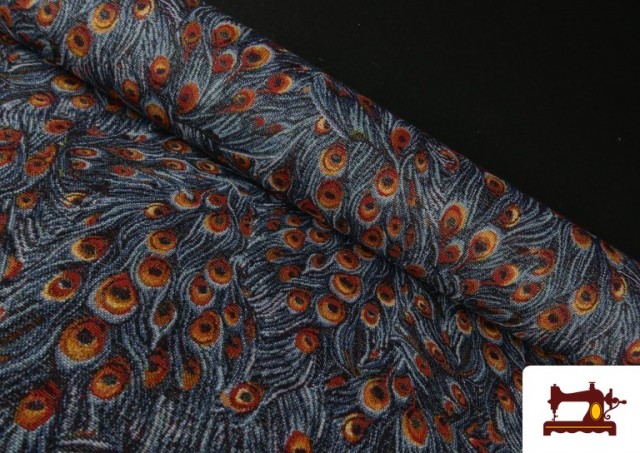 Comprar Tela de Gobelino Tejido Estampado Plumas Pavo Real