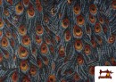Venta de Tela de Gobelino Tejido Estampado Plumas Pavo Real