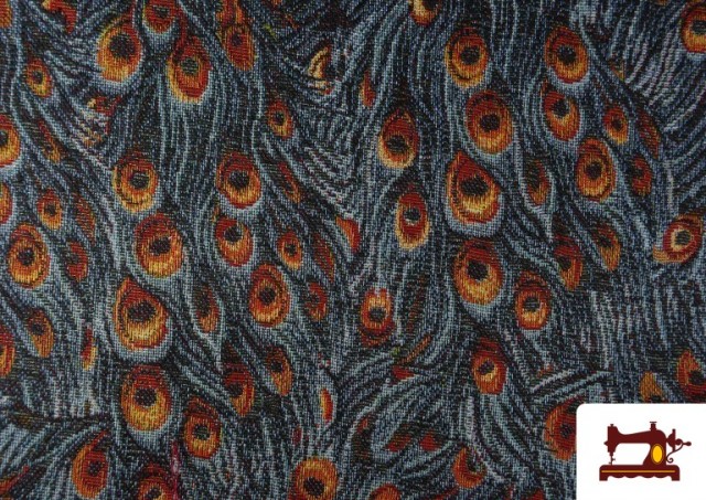 Venta de Tela de Gobelino Tejido Estampado Plumas Pavo Real