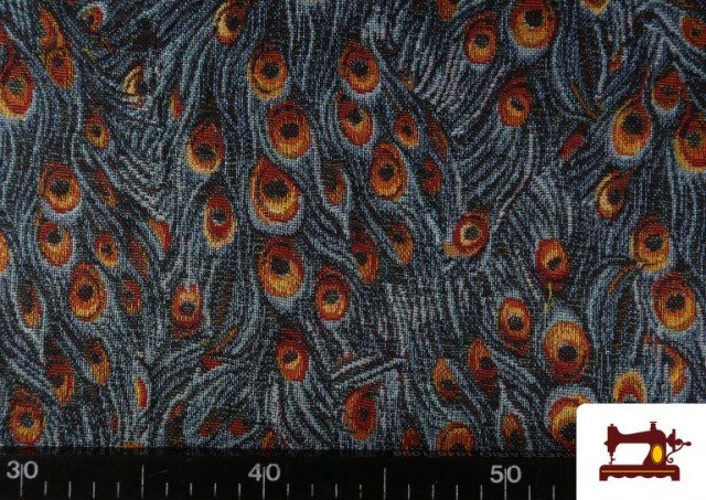 Comprar online Tela de Gobelino Tejido Estampado Plumas Pavo Real