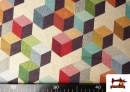 Comprar online Tela de Gobelino Tejido Estampado Cubos