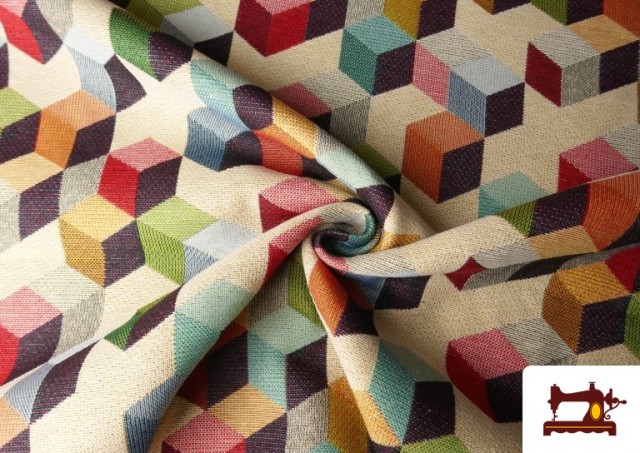 Venta online de Tela de Gobelino Tejido Estampado Cubos