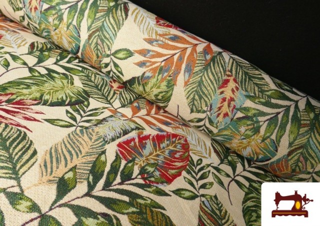 Tela de Gobelino Tejido Estampado Hojas Tropicales