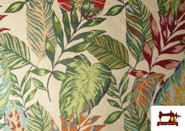 Venta de Tela de Gobelino Tejido Estampado Hojas Tropicales