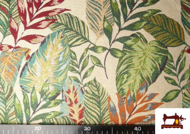 Comprar online Tela de Gobelino Tejido Estampado Hojas Tropicales