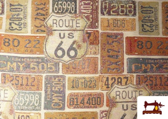 Comprar online Tela de Gobelino Tejido Estampado Matrículas