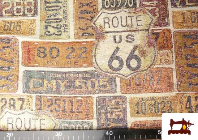 Tela de Gobelino Tejido Estampado Matrículas