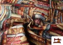 Tela de Gobelino Tejido Estampado Librería