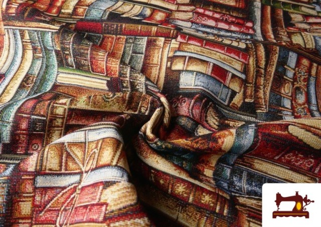 Tela de Gobelino Tejido Estampado Librería