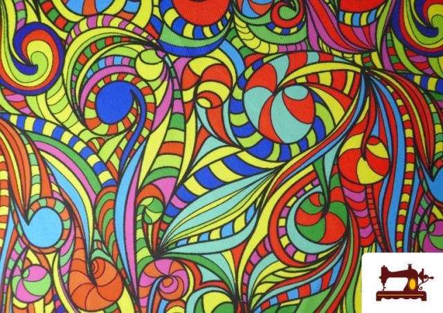 Venta de Tela de Punto de Lycra Estampado Multicolor