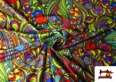 Venta online de Tela de Punto de Lycra Estampado Multicolor