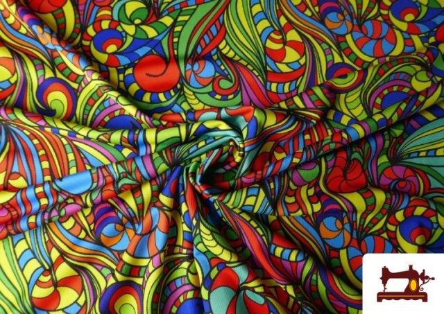 Venta online de Tela de Punto de Lycra Estampado Multicolor