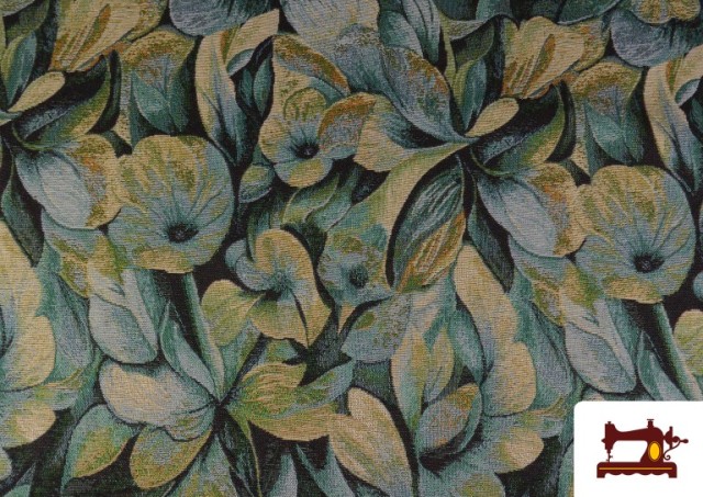 Tela de Gobelino Tejido Estampado Flores color Azul