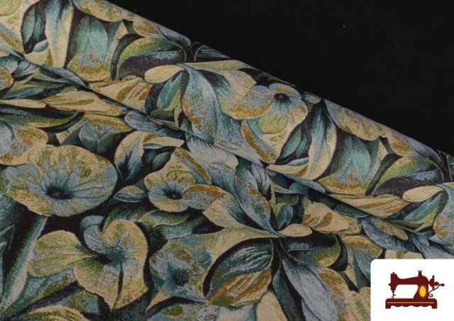 Tela de Gobelino Tejido Estampado Flores color Azul
