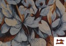 Tela de Gobelino Tejido Estampado Flores color Marrón
