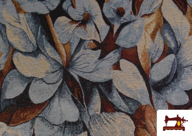 Tela de Gobelino Tejido Estampado Flores color Marrón