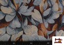 Comprar Tela de Gobelino Tejido Estampado Flores color Marrón