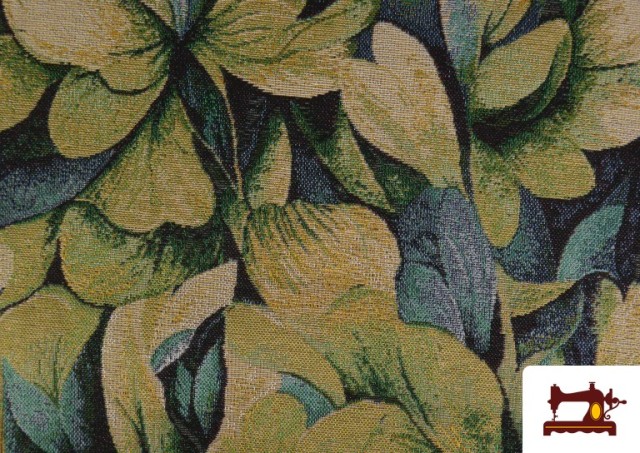 Venta online de Tela de Gobelino Tejido Estampado Flores color Pistacho