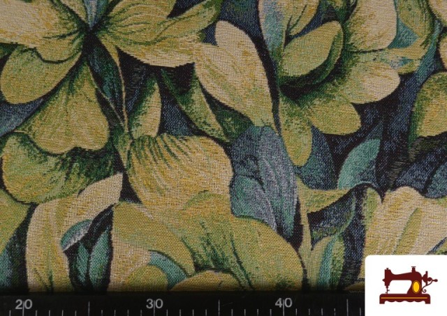 Tela de Gobelino Tejido Estampado Flores color Pistacho