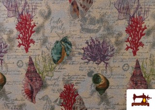 Comprar Tela de Gobelino Tejido Conchas Marinas