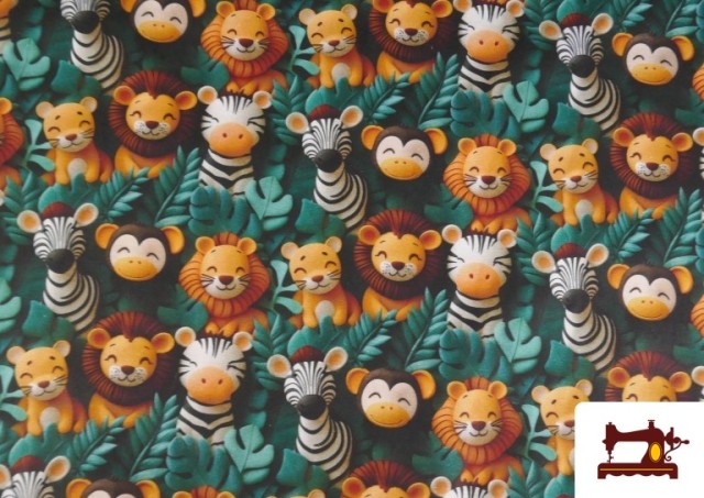 Comprar Tela de Algodón Animales de la Selva 3D Multicolor Infantil