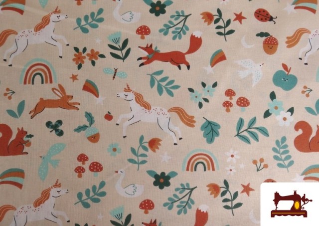 Comprar Tela de Algodón de Unicornios y Animales Infantil
