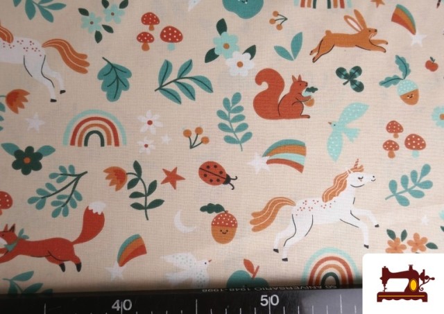 Comprar online Tela de Algodón de Unicornios y Animales Infantil