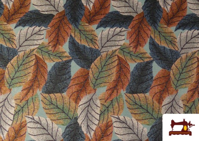 Comprar Tela de Gobelino Tejido Estampado Pequeño Hojas color Tostado
