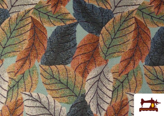 Comprar online Tela de Gobelino Tejido Estampado Pequeño Hojas color Tostado