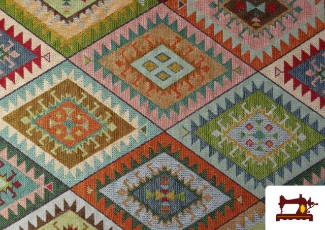 Venta de Tela de Gobelino Tejido Rombos Étnicos