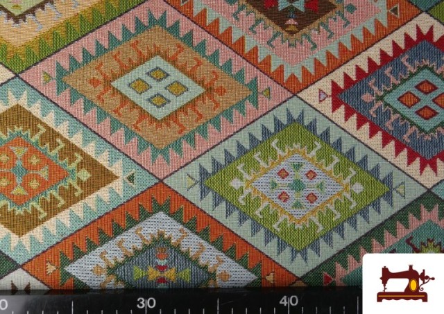 Comprar online Tela de Gobelino Tejido Rombos Étnicos