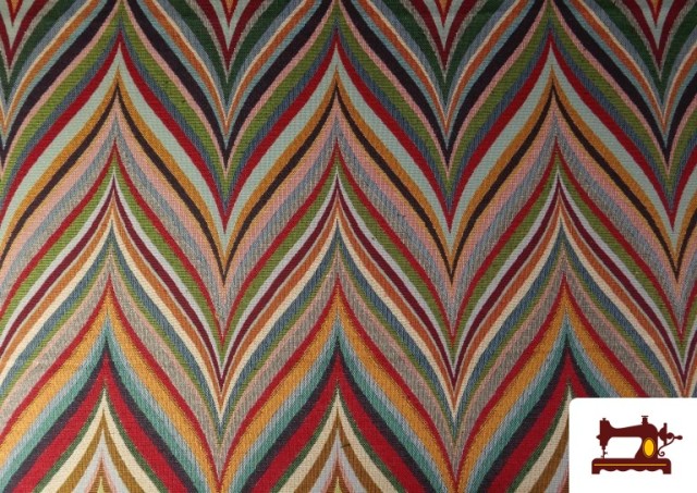 Comprar Tela de Gobelino Tejido Multicolor Zic-Zac color Rojo