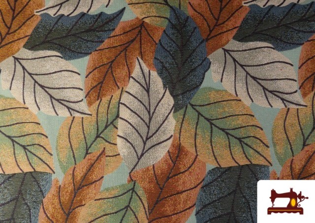 Comprar Tela de Gobelino Tejido Estampado de Hojas Grandes color Tostado