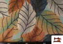 Comprar online Tela de Gobelino Tejido Estampado de Hojas Grandes color Tostado