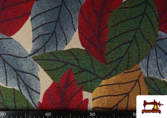 Comprar Tela de Gobelino Tejido Estampado de Hojas Grandes color Rojo