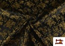 Venta de Tela de Jacquard Floral Para Vestuarios Regionales color Dorado