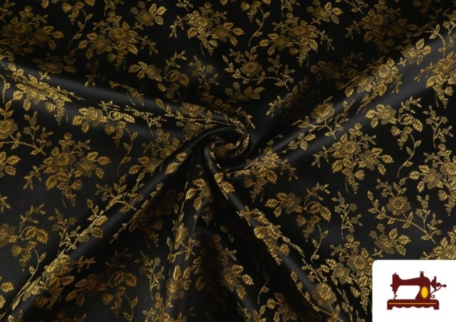 Venta de Tela de Jacquard Floral Para Vestuarios Regionales color Dorado