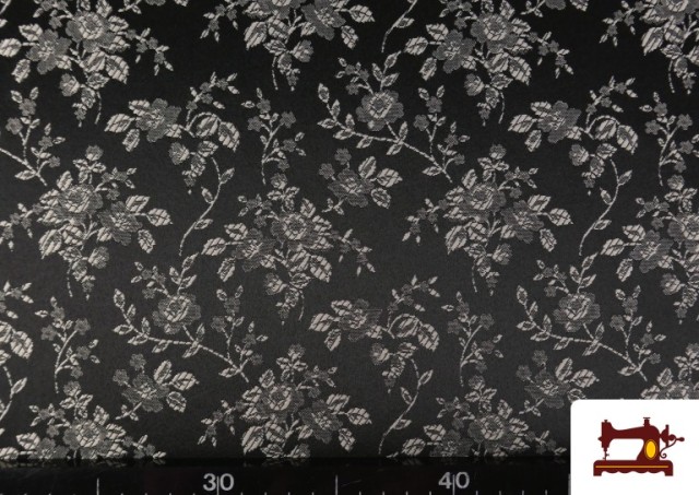 Tela de Jacquard Floral Para Vestuarios Regionales color Plata