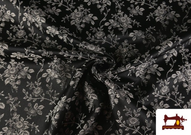 Tela de Jacquard Floral Para Vestuarios Regionales color Plata