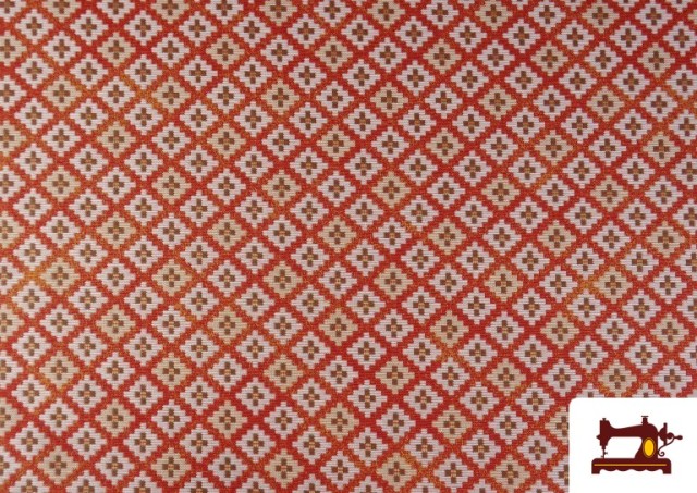 Comprar Tela de Gobelino Tejido de Colores Geométrico color Naranja