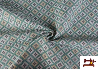 Comprar Tela de Gobelino Tejido de Colores Geométrico color Verde mar