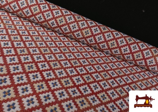 Tela de Gobelino Tejido de Colores Geométrico color Rojo