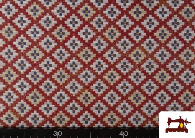 Venta de Tela de Gobelino Tejido de Colores Geométrico color Rojo